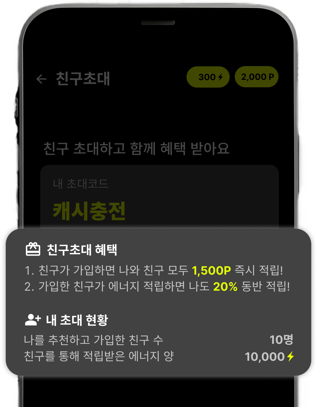 친구 초대 보상 화면